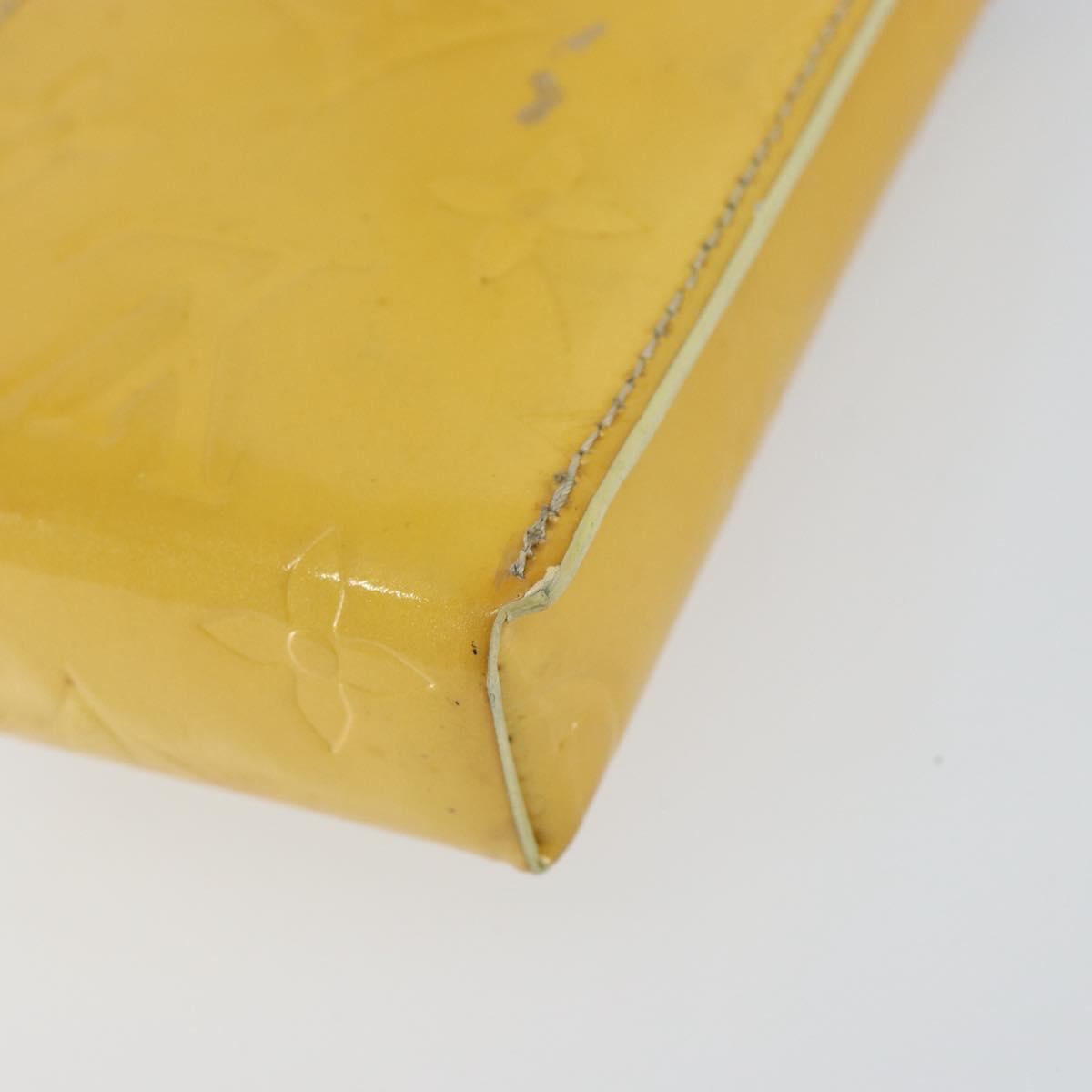 LOUIS VUITTON Monogram Vernis Walker Wallet Lime Yellow M91074 LV Auth 154019