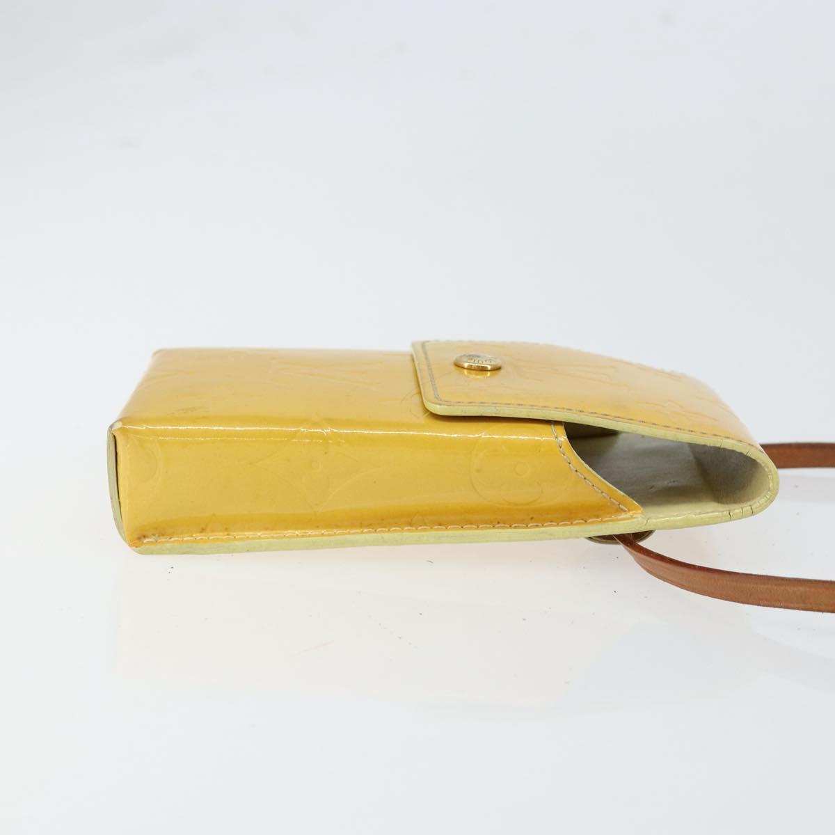 LOUIS VUITTON Monogram Vernis Walker Wallet Lime Yellow M91074 LV Auth 154019