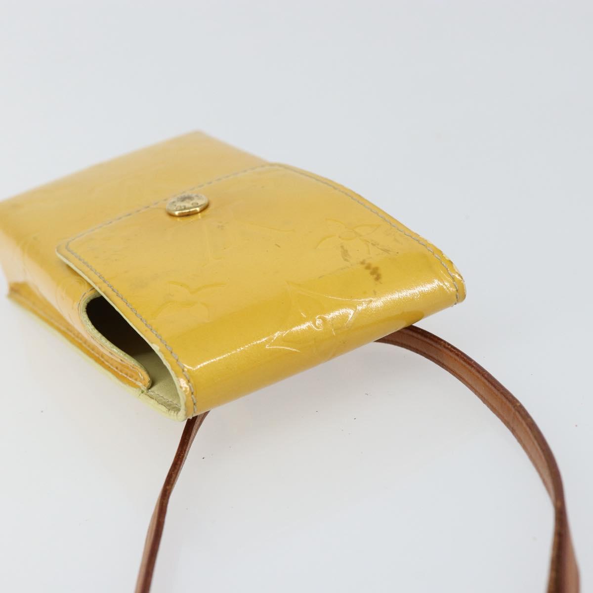 LOUIS VUITTON Monogram Vernis Walker Wallet Lime Yellow M91074 LV Auth 154019
