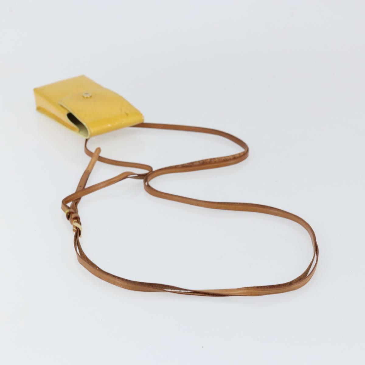 LOUIS VUITTON Monogram Vernis Walker Wallet Lime Yellow M91074 LV Auth 154019