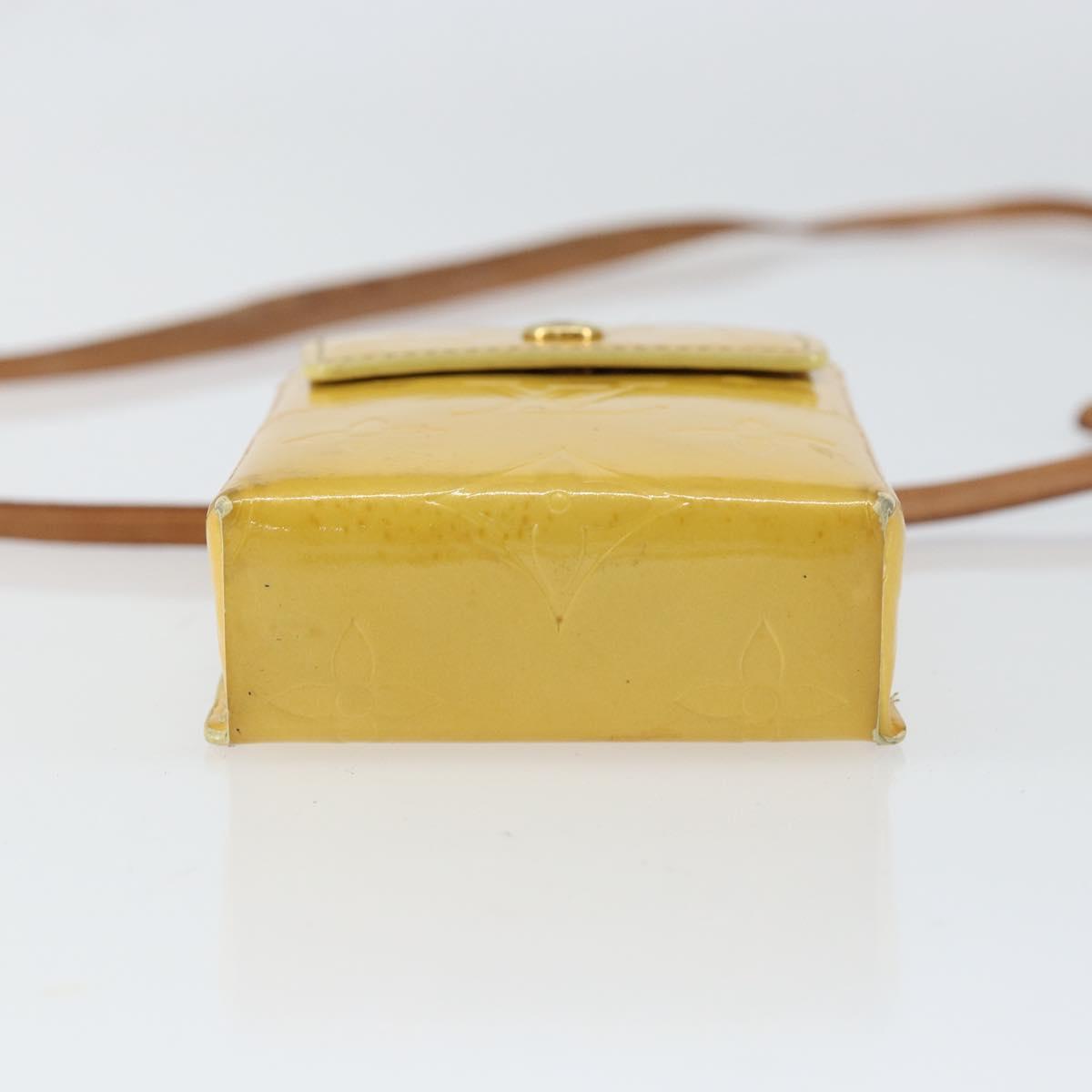 LOUIS VUITTON Monogram Vernis Walker Wallet Lime Yellow M91074 LV Auth 154019