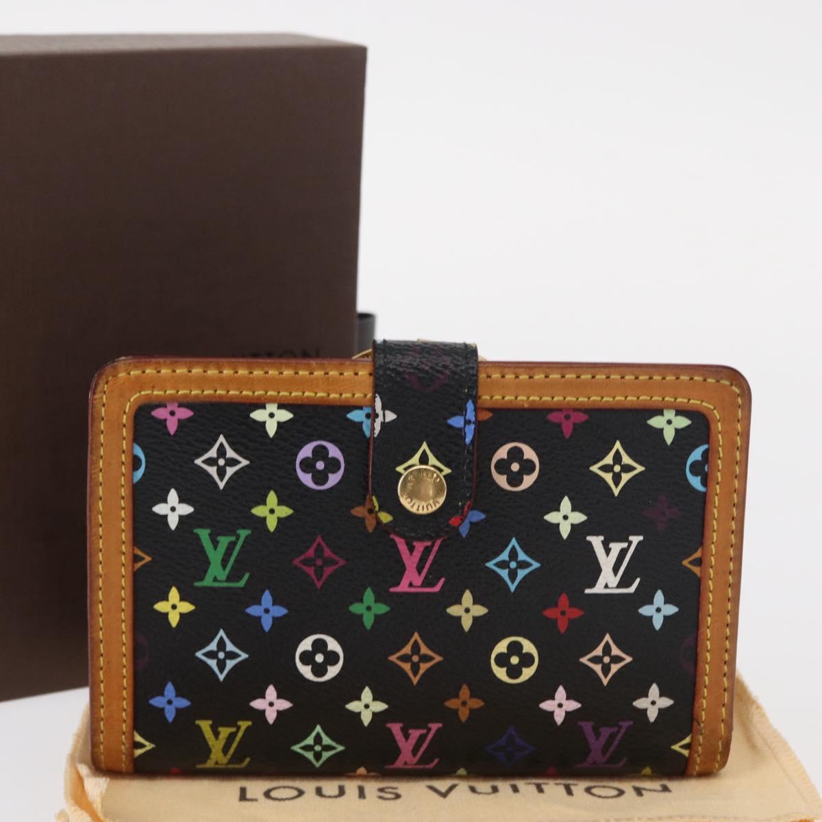 LOUIS VUITTON Multicolor Portefeuille Viennois Wallet Black M92988 Auth 154020