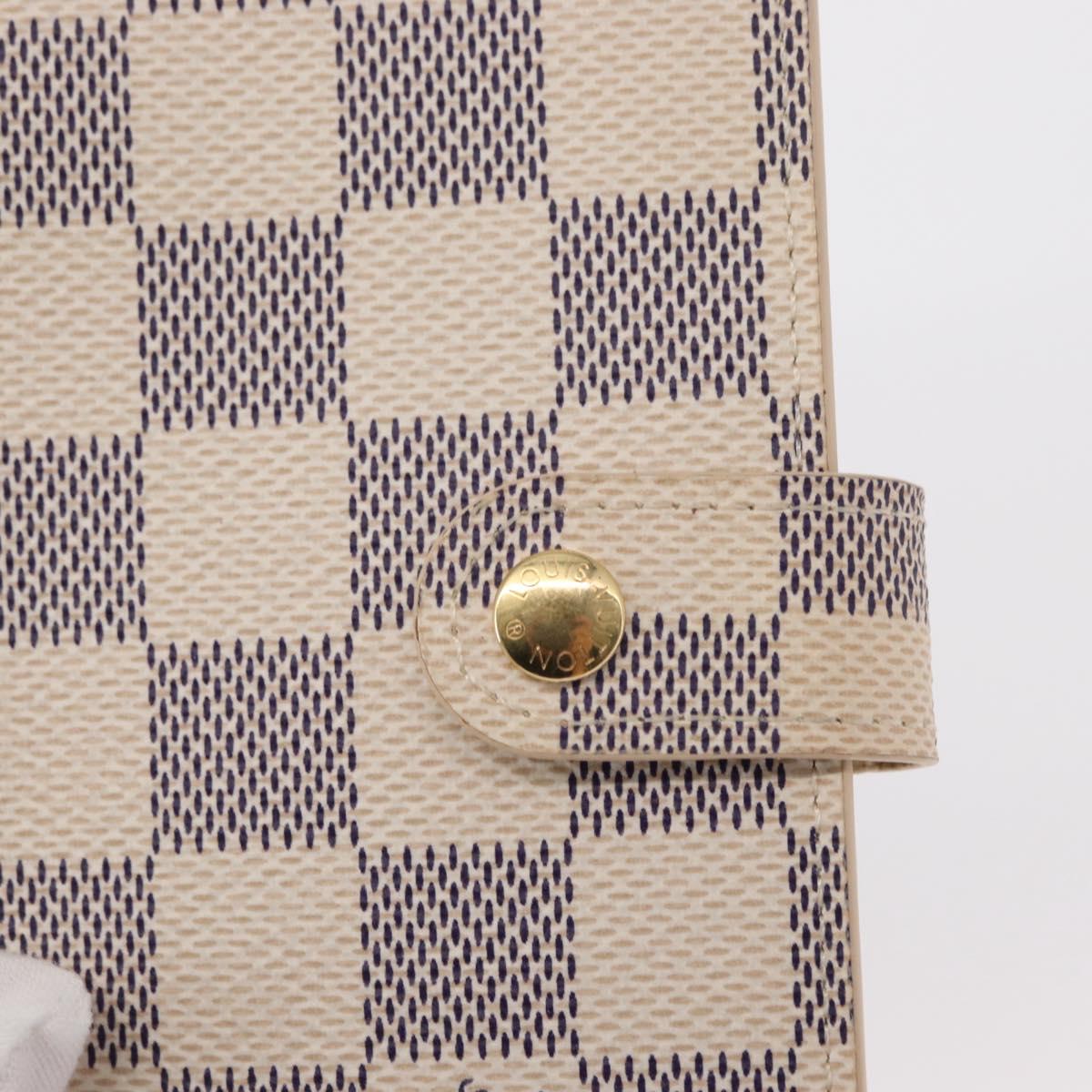 LOUIS VUITTON Damier Azur Agenda PM Day Planner Cover R20706 LV Auth 154021