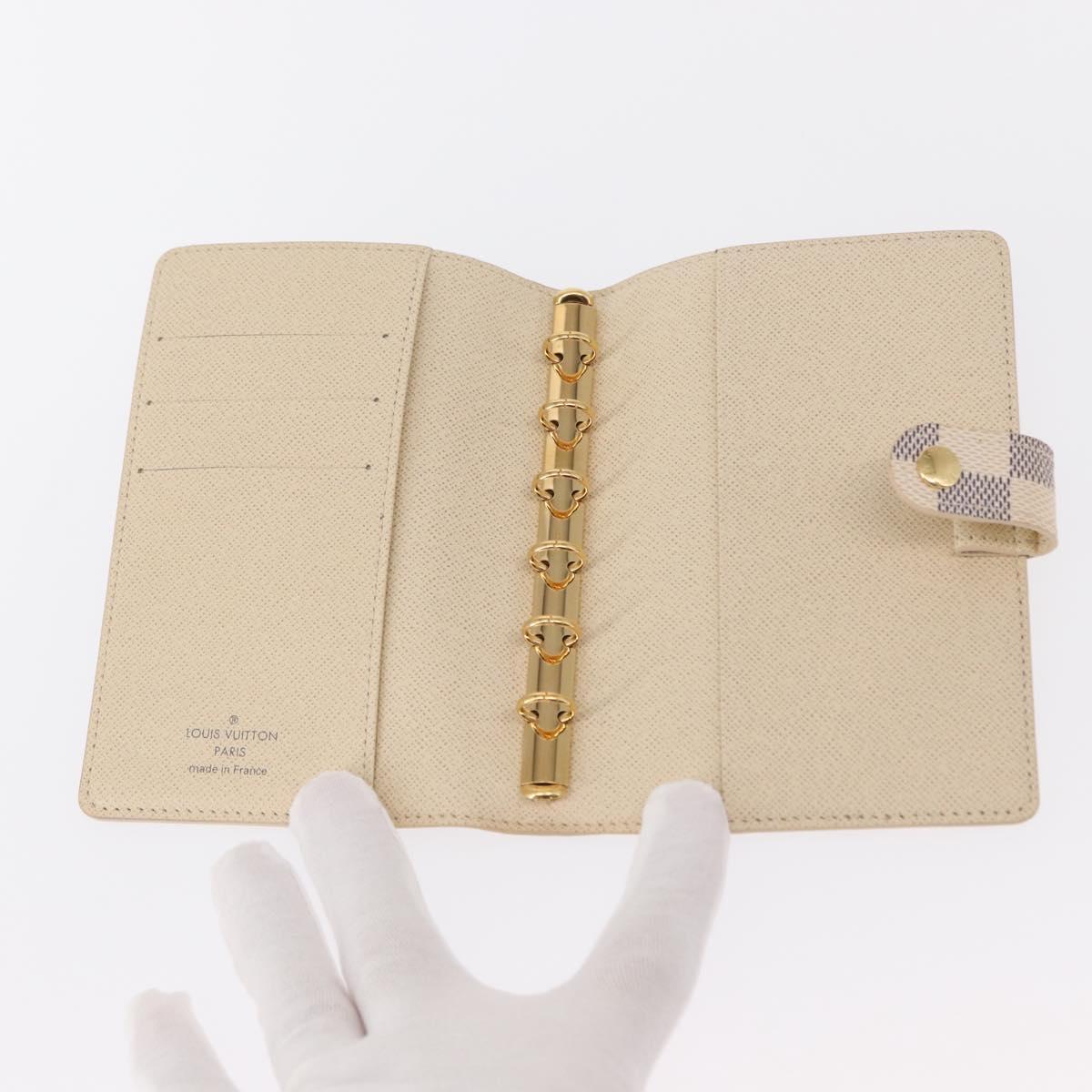 LOUIS VUITTON Damier Azur Agenda PM Day Planner Cover R20706 LV Auth 154021