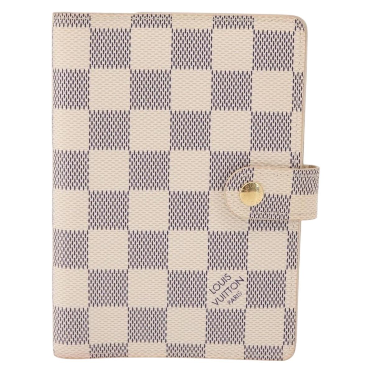 LOUIS VUITTON Damier Azur Agenda PM Day Planner Cover R20706 LV Auth 154021