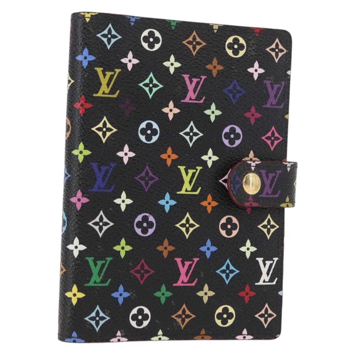 LOUIS VUITTON Multicolor Agenda PM Day Planner Cover Black R21076 LV Auth 154022