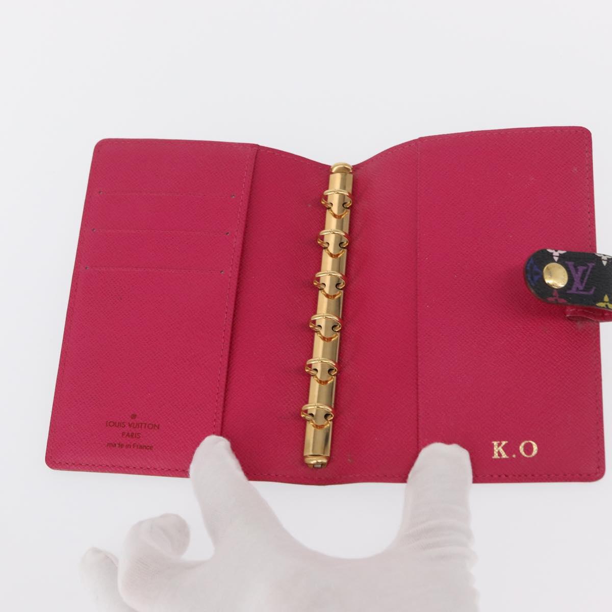 LOUIS VUITTON Multicolor Agenda PM Day Planner Cover Black R21076 LV Auth 154022