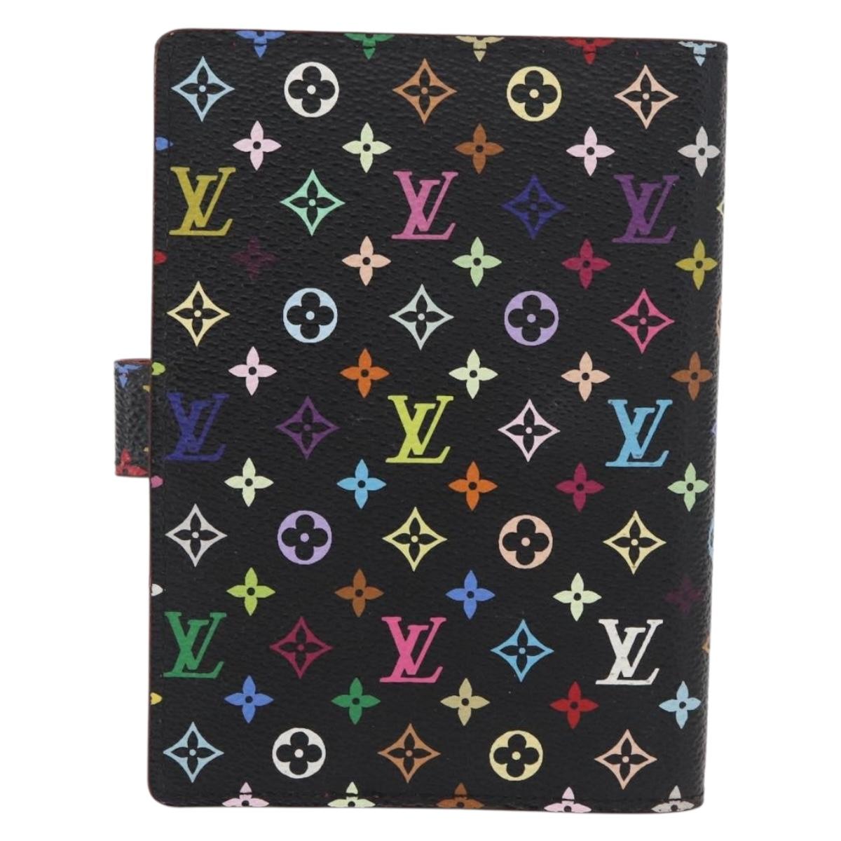 LOUIS VUITTON Multicolor Agenda PM Day Planner Cover Black R21076 LV Auth 154022