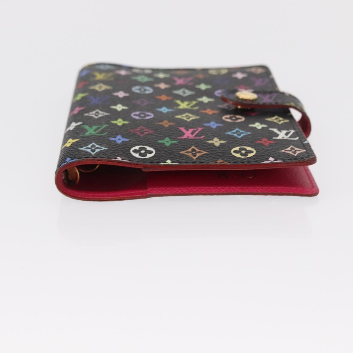 LOUIS VUITTON Multicolor Agenda PM Day Planner Cover Black R21076 LV Auth 154022
