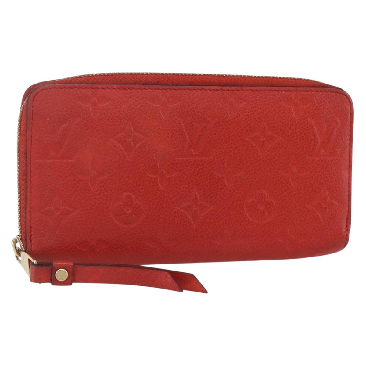LOUIS VUITTON Monogram Empreinte Zippy Wallet Red M60737 LV Auth 154025