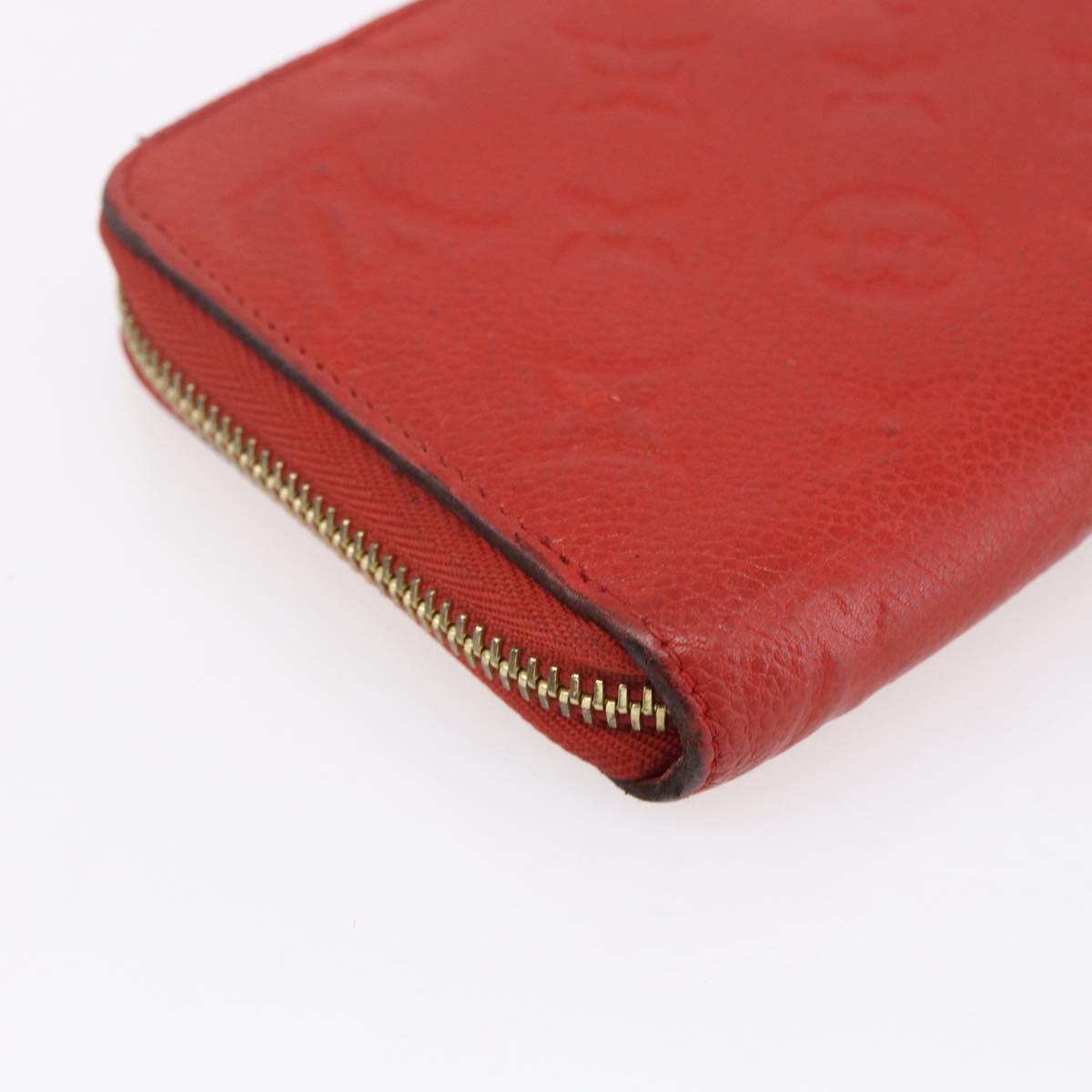 LOUIS VUITTON Monogram Empreinte Zippy Wallet Red M60737 LV Auth 154025