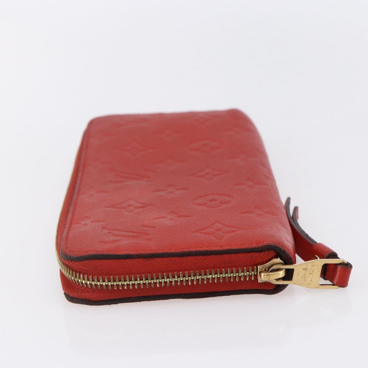 LOUIS VUITTON Monogram Empreinte Zippy Wallet Red M60737 LV Auth 154025