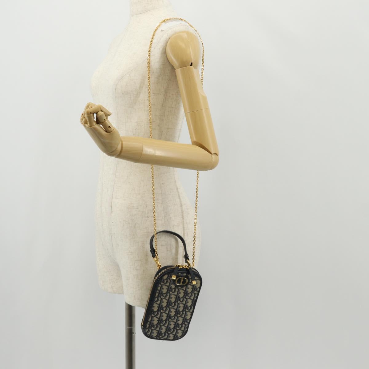 Christian Dior Trotter Canvas Phone Holder Chain Montaigne Bag Navy Auth 154027M