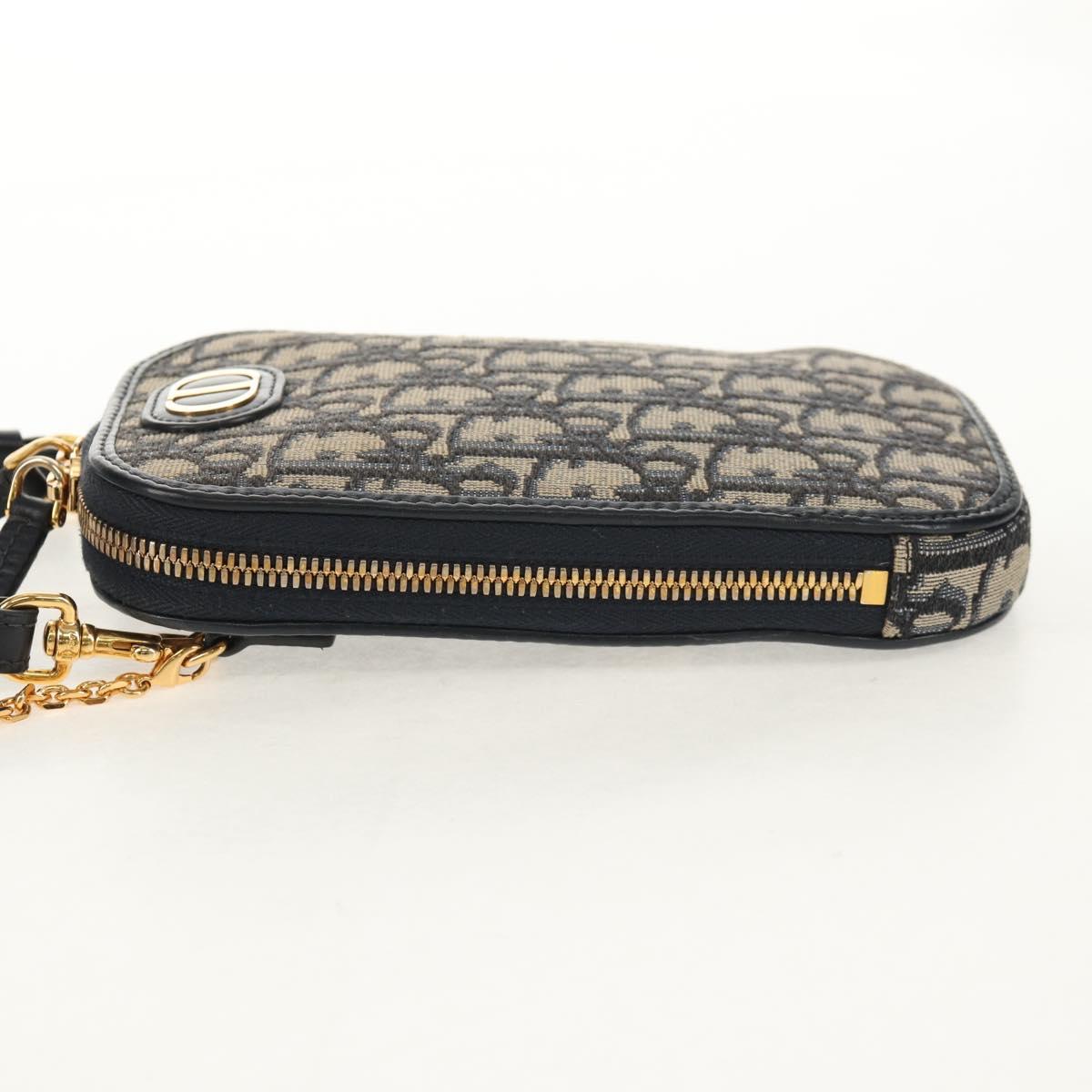 Christian Dior Trotter Canvas Phone Holder Chain Montaigne Bag Navy Auth 154027A