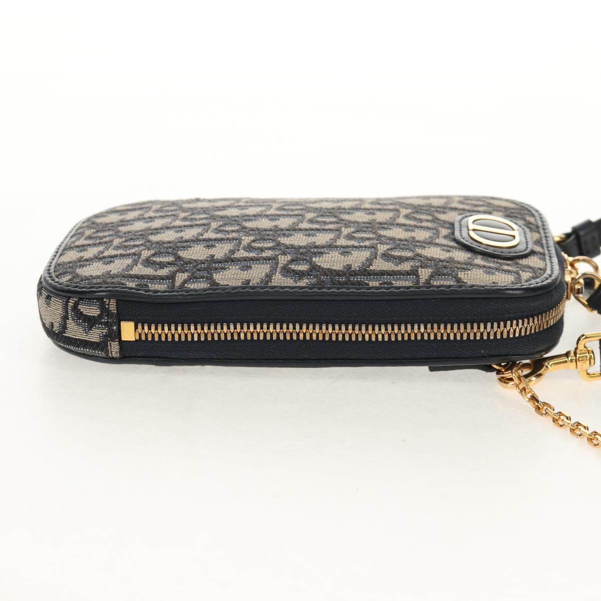 Christian Dior Trotter Canvas Phone Holder Chain Montaigne Bag Navy Auth 154027M
