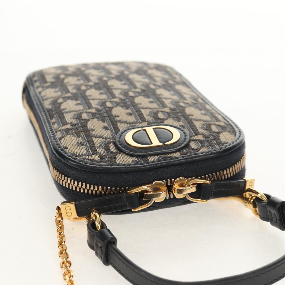 Christian Dior Trotter Canvas Phone Holder Chain Montaigne Bag Navy Auth 154027M