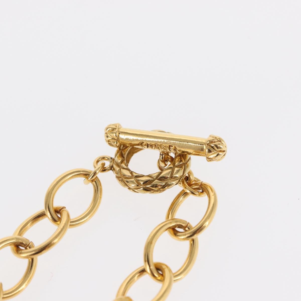 CHANEL COCO Mark Necklace metal Gold Tone CC Auth 154033SAV