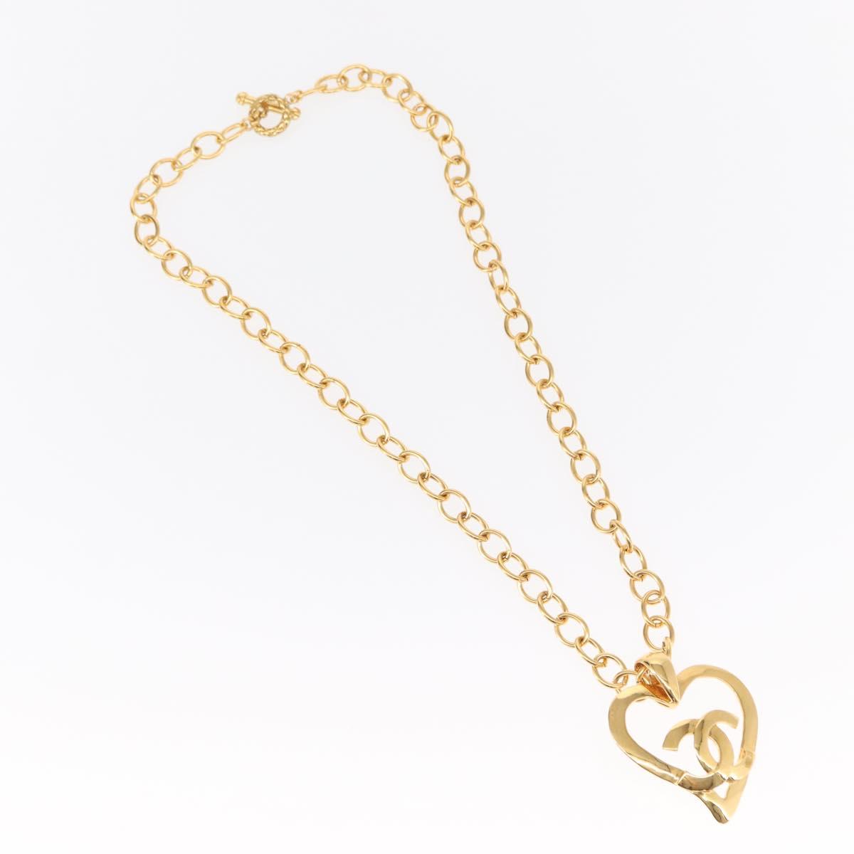 CHANEL COCO Mark Necklace metal Gold Tone CC Auth 154033SAV