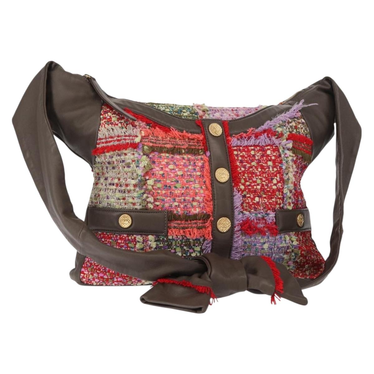 CHANEL Girl Chanel Shoulder Bag Tweed Multicolor Gold CC Auth 154036SAM