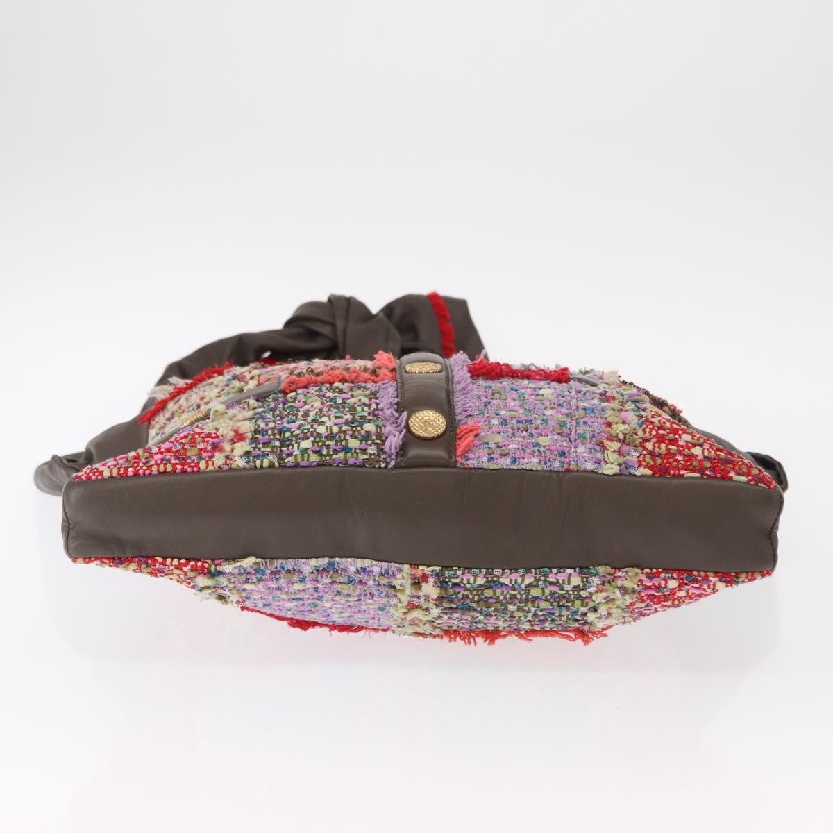 CHANEL Girl Chanel Shoulder Bag Tweed Multicolor Gold CC Auth 154036SAM