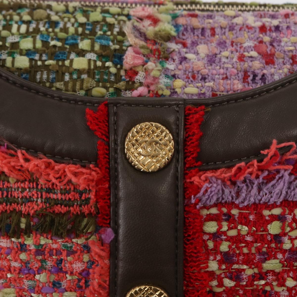 CHANEL Girl Chanel Shoulder Bag Tweed Multicolor Gold CC Auth 154036SAM