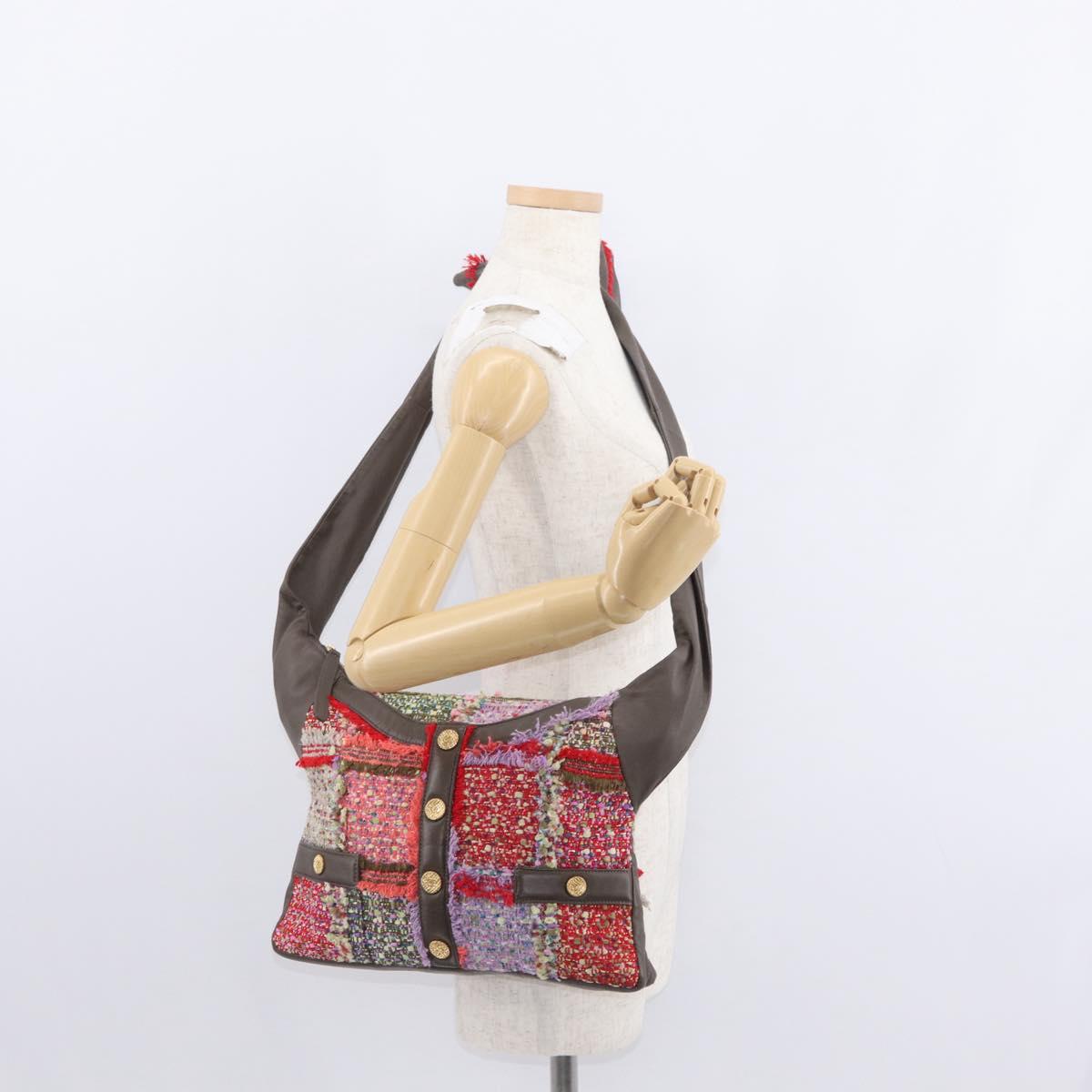 CHANEL Girl Chanel Shoulder Bag Tweed Multicolor Gold CC Auth 154036SAM