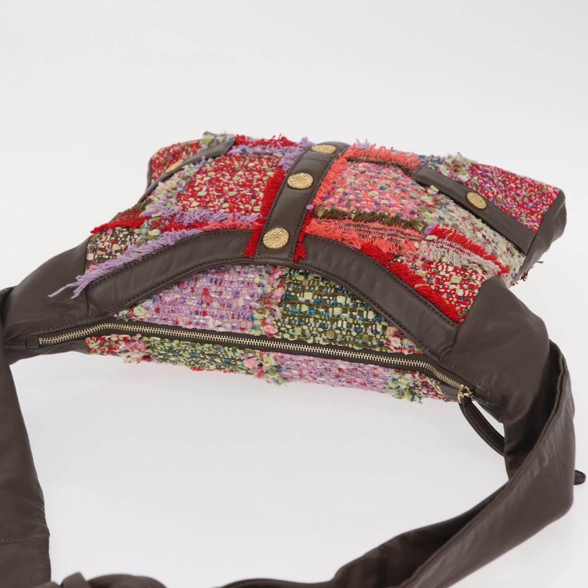 CHANEL Girl Chanel Shoulder Bag Tweed Multicolor Gold CC Auth 154036SAM