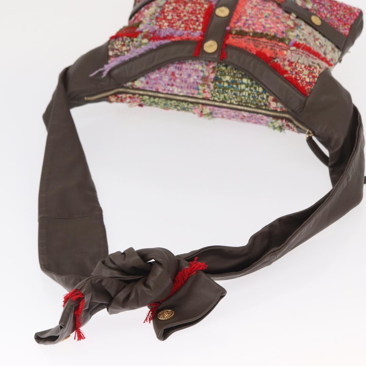 CHANEL Girl Chanel Shoulder Bag Tweed Multicolor Gold CC Auth 154036SAM