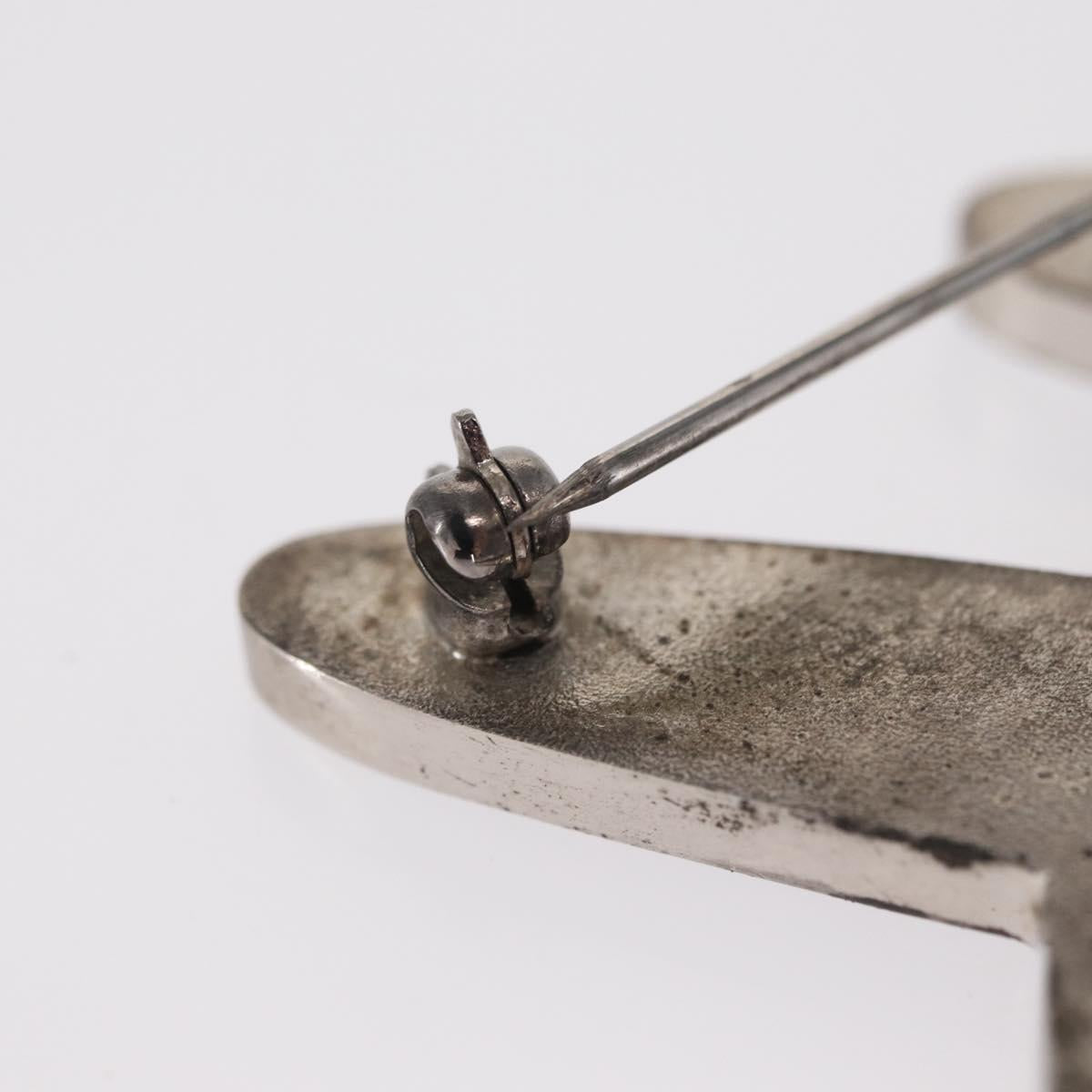 CHANEL Airline Mirror Brooch metal Silver CC Auth 154038V