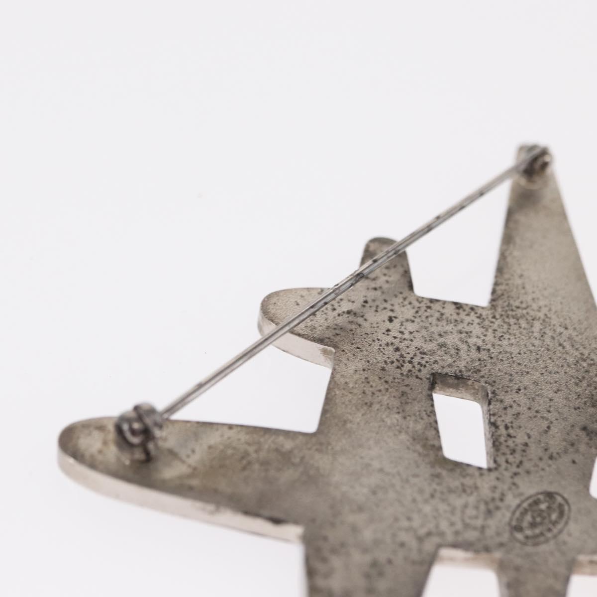 CHANEL Airline Mirror Brooch metal Silver CC Auth 154038V