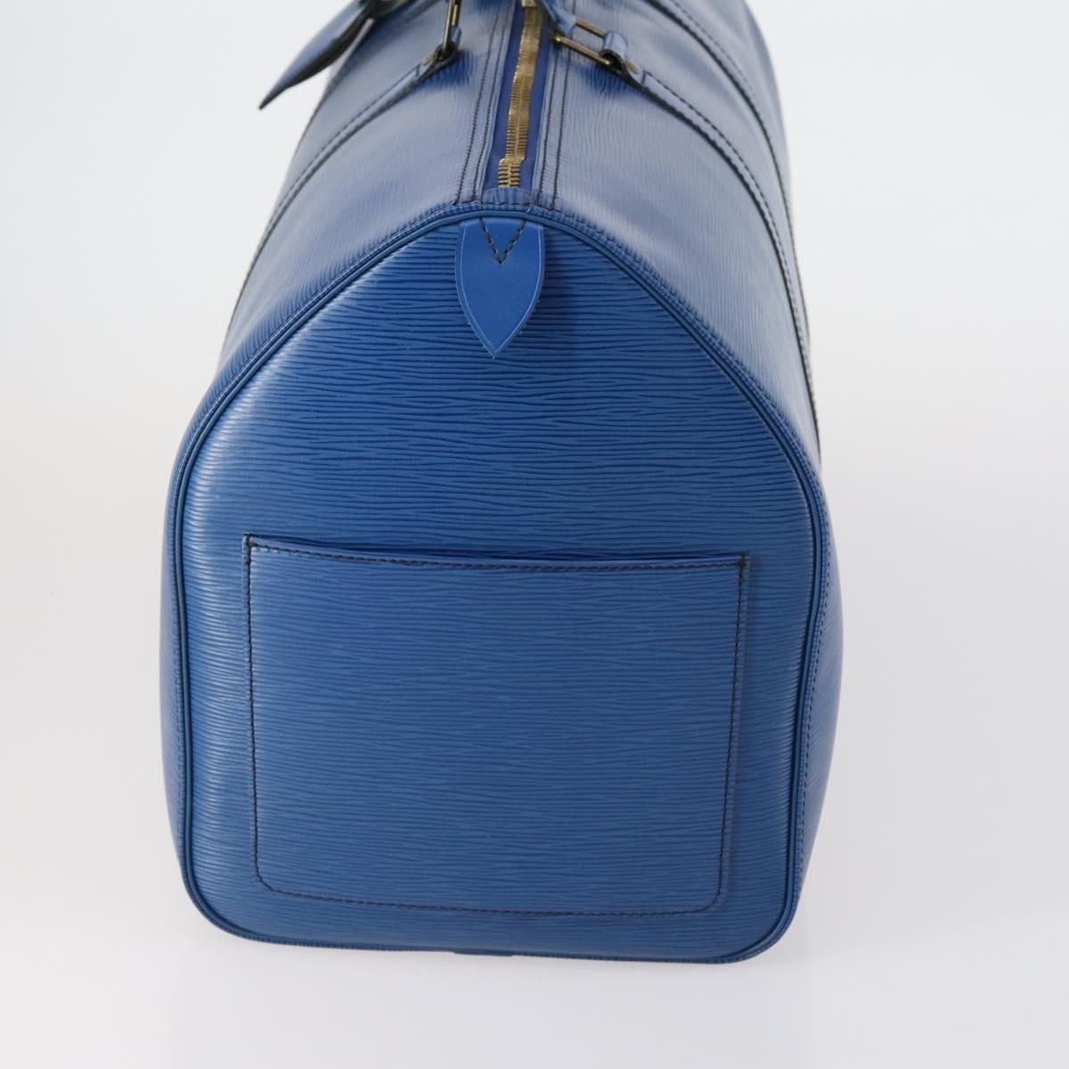 LOUIS VUITTON Epi Keepall 50 Boston Bag Blue M42965 LV Auth 154039V