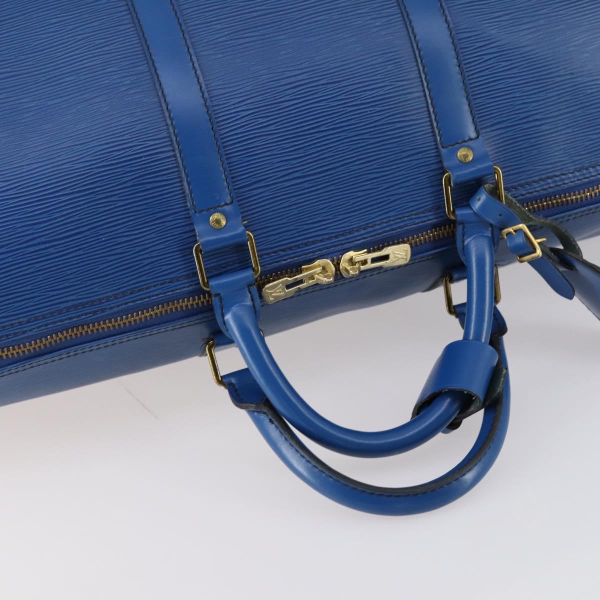 LOUIS VUITTON Epi Keepall 50 Boston Bag Blue M42965 LV Auth 154039V
