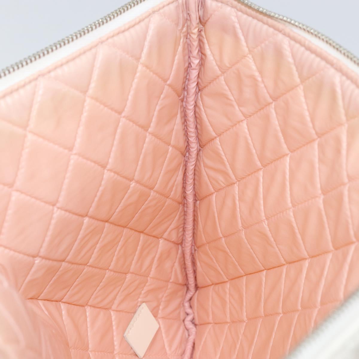 CHANEL Matelasse Clutch Bag Canvas White Silver CC Auth 154040