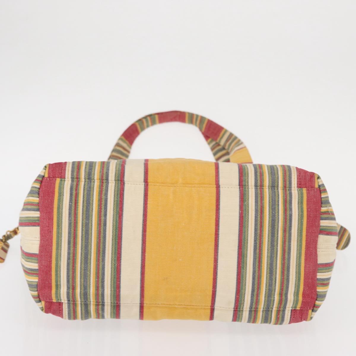 CHANEL Tote Bag Canvas Multicolor Gold CC Auth 154043