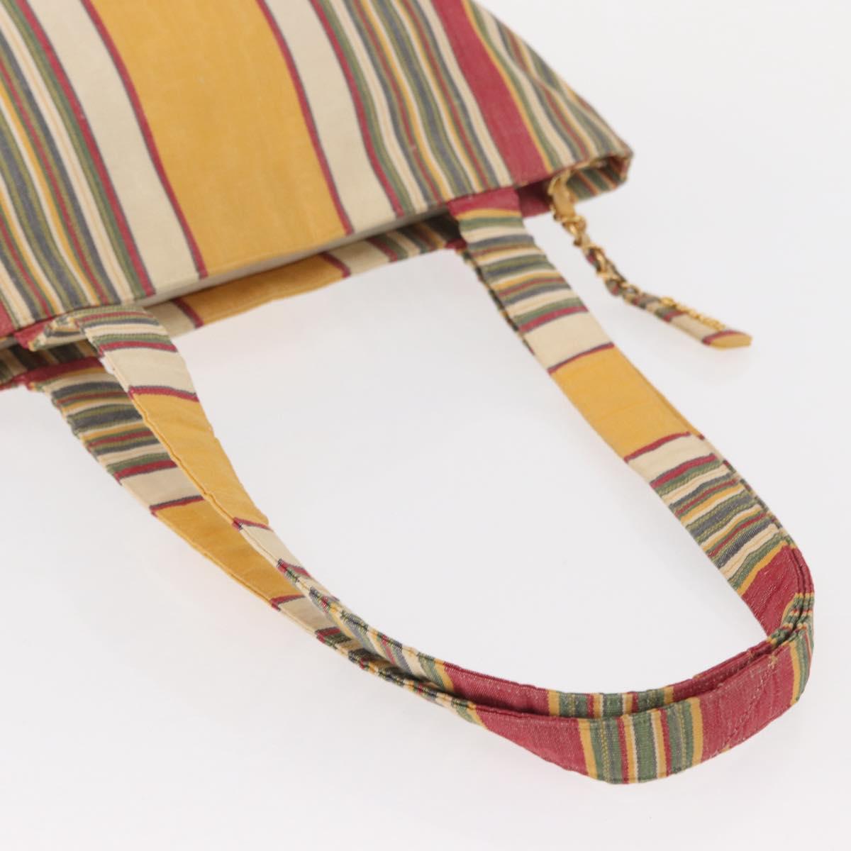 CHANEL Tote Bag Canvas Multicolor Gold CC Auth 154043