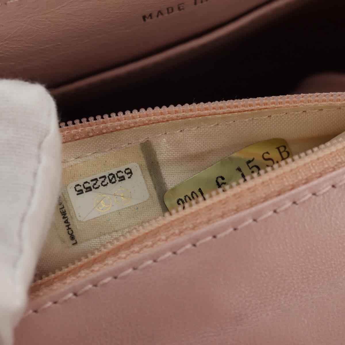 CHANEL Matelasse Hand Bag Leather Pink Silver CC Auth 154045V