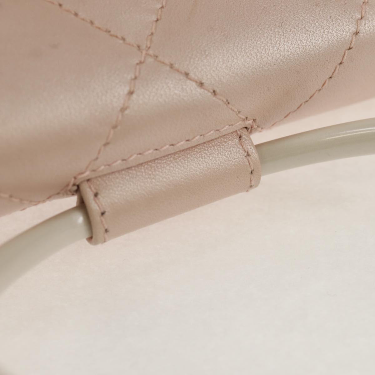 CHANEL Matelasse Hand Bag Leather Pink Silver CC Auth 154045V