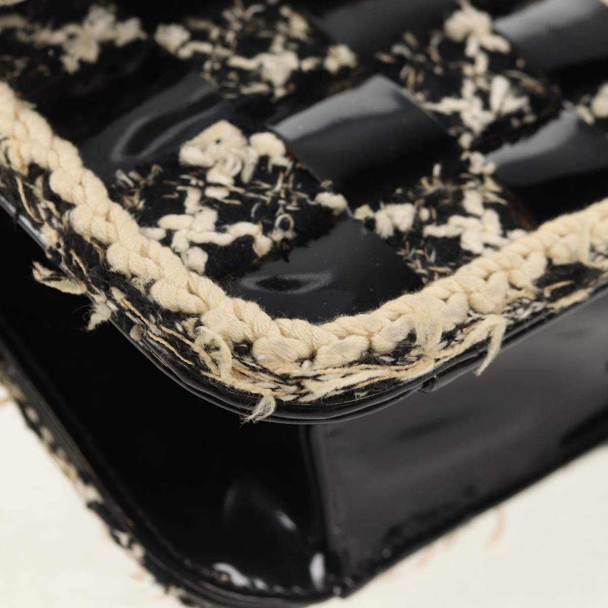 CHANEL Chain Shoulder Bag Tweed Black Silver CC Auth 154048V