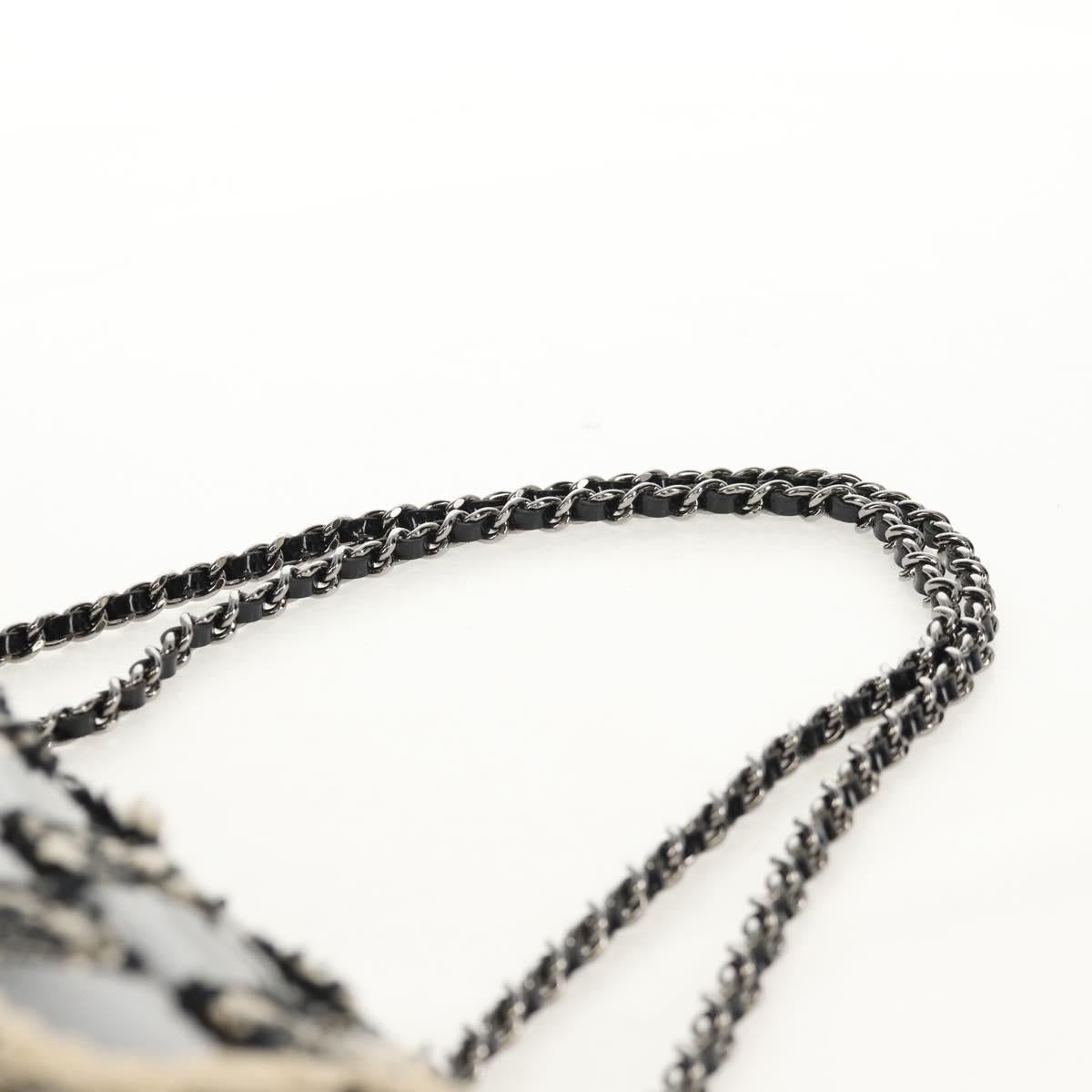 CHANEL Chain Shoulder Bag Tweed Black Silver CC Auth 154048V