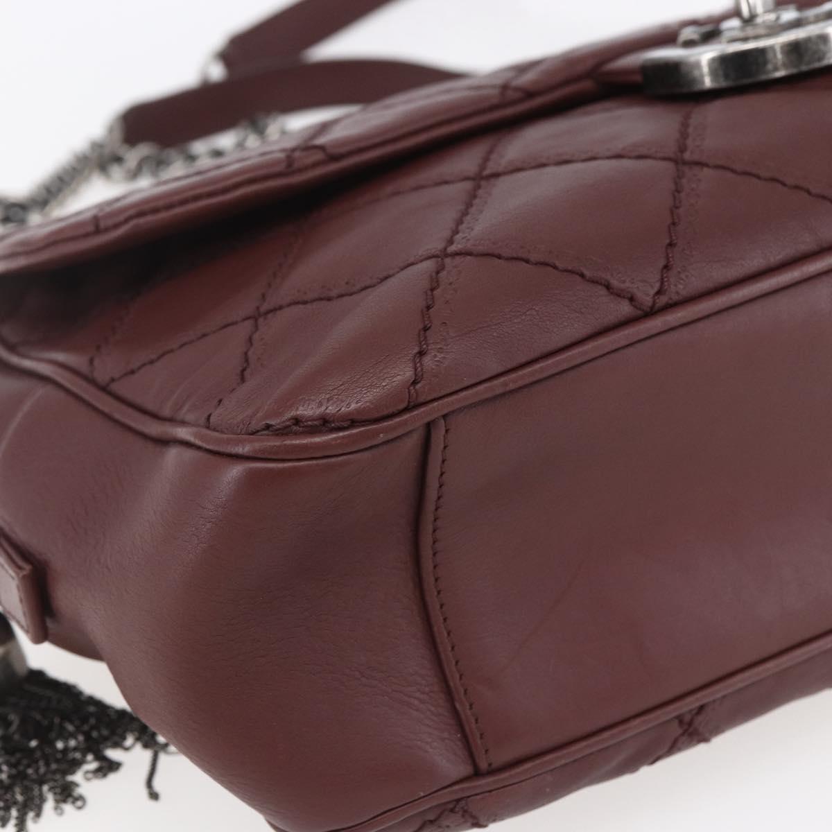 CHANEL Wild Stitch Chain Shoulder Bag Calf Skin Brown CC Auth 154049SAM