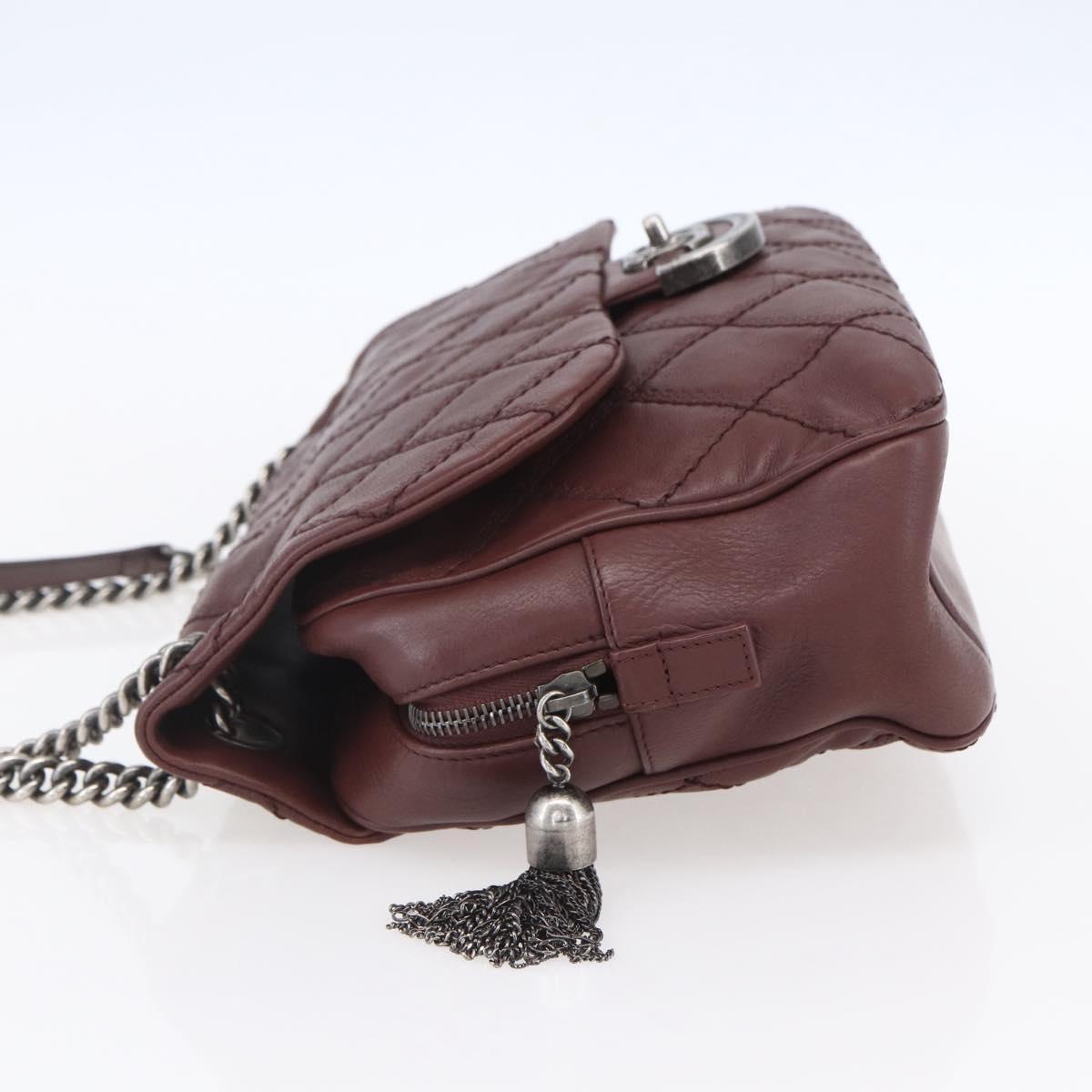 CHANEL Wild Stitch Chain Shoulder Bag Calf Skin Brown CC Auth 154049SAM