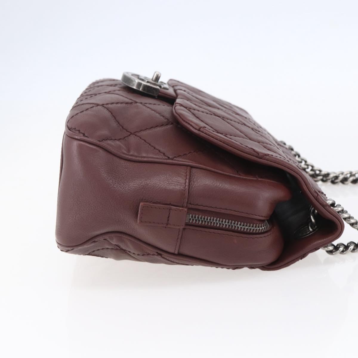 CHANEL Wild Stitch Chain Shoulder Bag Calf Skin Brown CC Auth 154049SAM