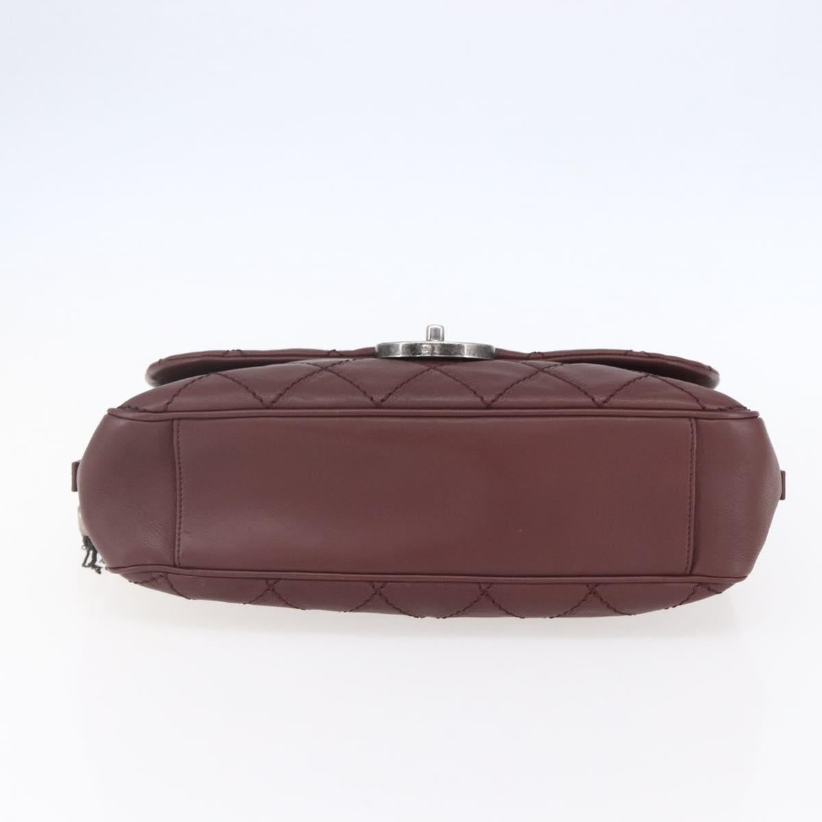 CHANEL Wild Stitch Chain Shoulder Bag Calf Skin Brown CC Auth 154049SAM