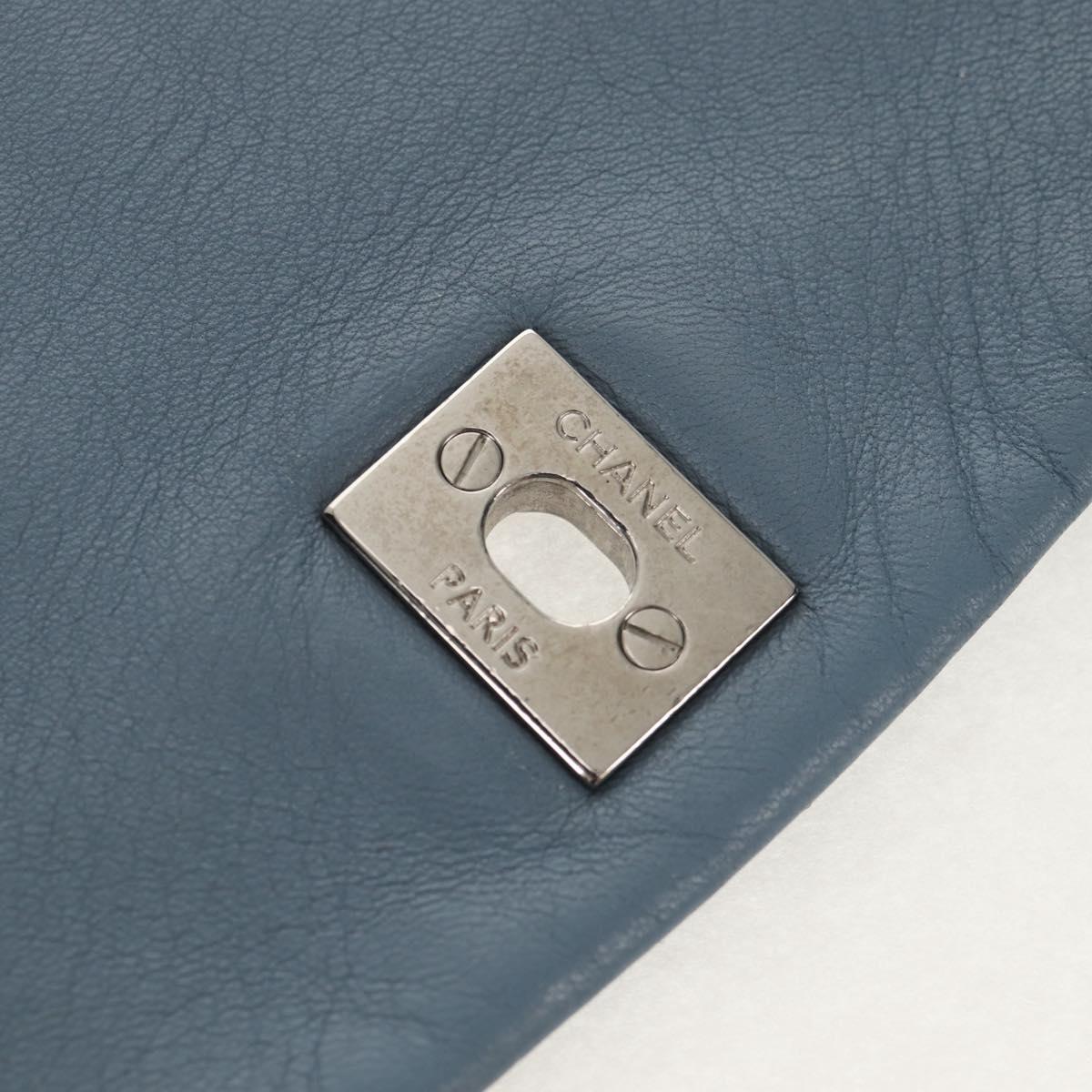 CHANEL Matelasse Chain Shoulder Bag Lamb Skin Light Blue Silver CC Auth 154050V