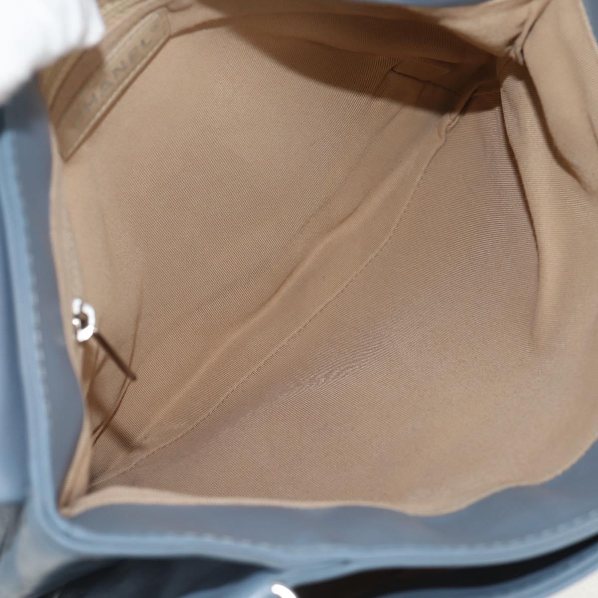 CHANEL Matelasse Chain Shoulder Bag Lamb Skin Light Blue Silver CC Auth 154050V