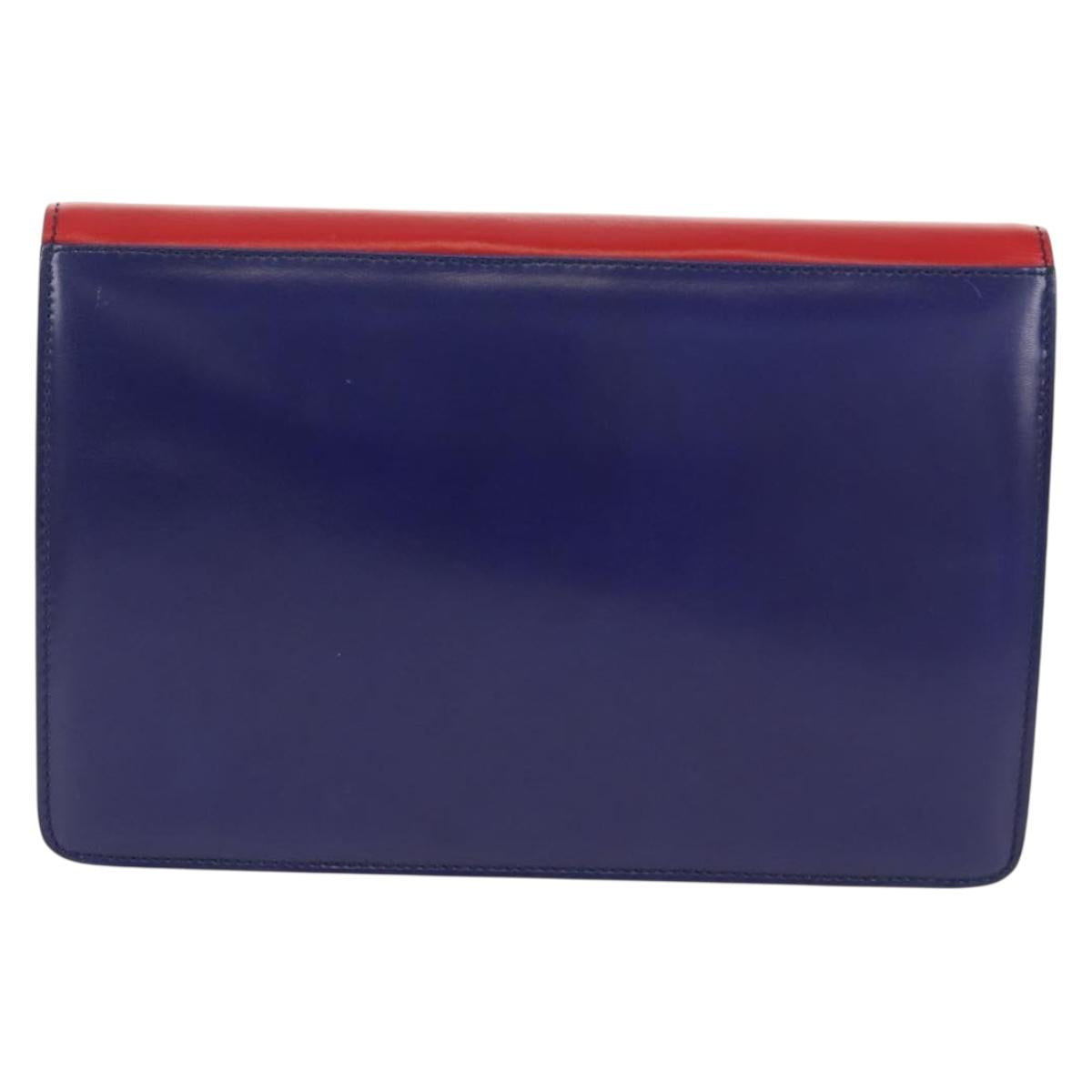 CELINE Circle Clutch Bag Leather Multicolor Gold Auth 154051V