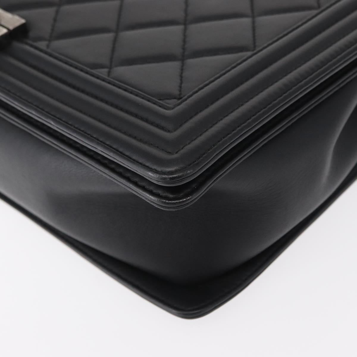 CHANEL Chain Boy Chanel Shoulder Bag Lamb Skin Black CC Auth 154052SAM