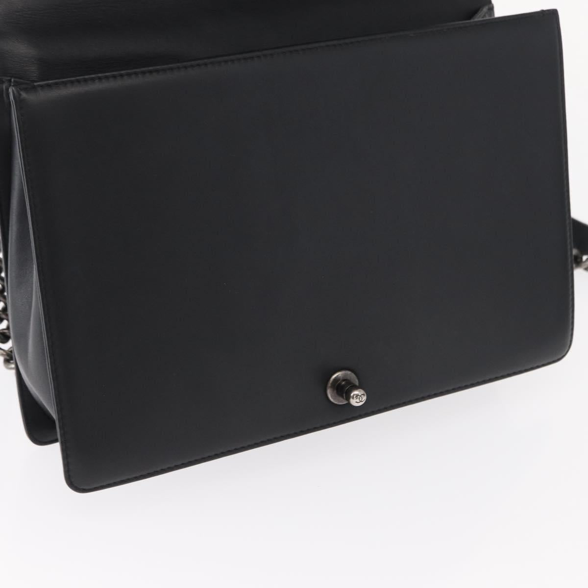 CHANEL Chain Boy Chanel Shoulder Bag Lamb Skin Black CC Auth 154052SAM