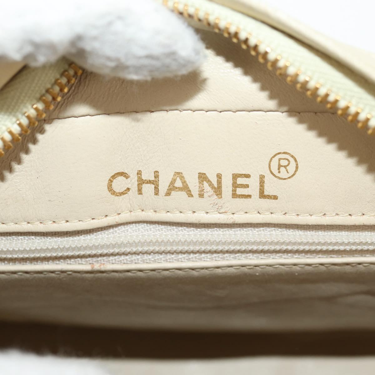 CHANEL Matelasse Chain Shoulder Bag Lamb Skin Ivory Gold CC Auth 154054V