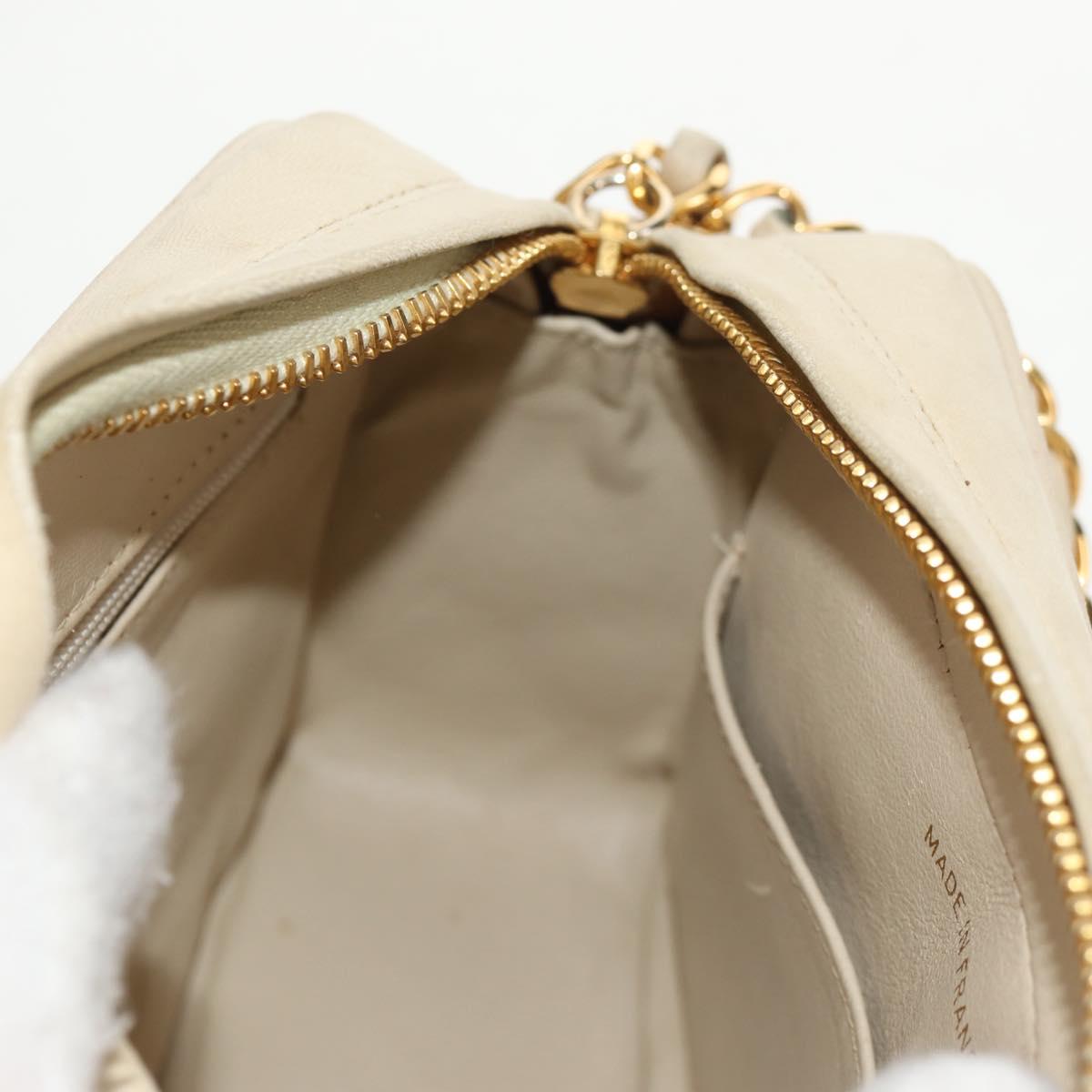 CHANEL Matelasse Chain Shoulder Bag Lamb Skin Ivory Gold CC Auth 154054V